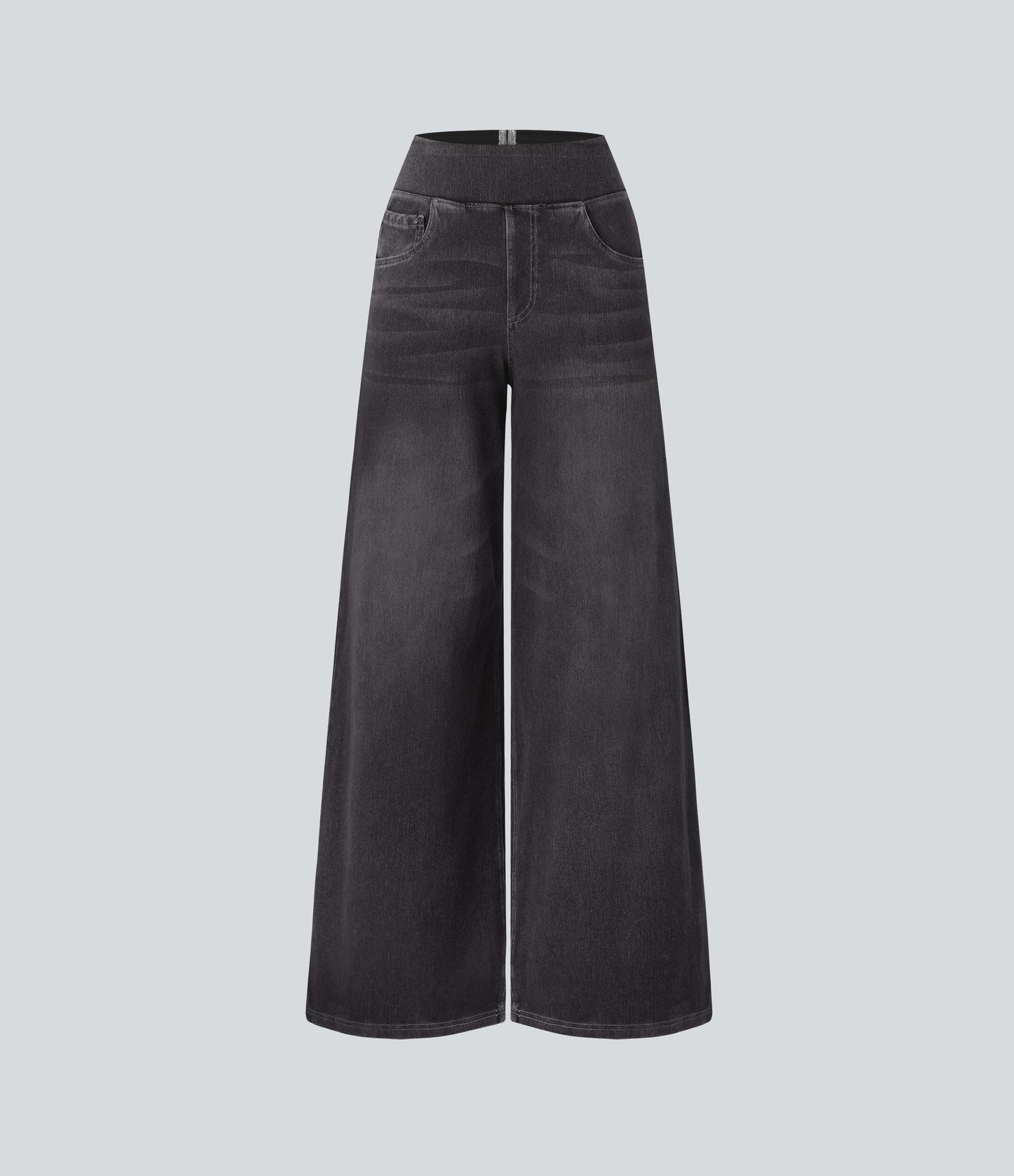 🔥™ High Waisted Pockets Baggy Wide Leg Washed Casual Jeans