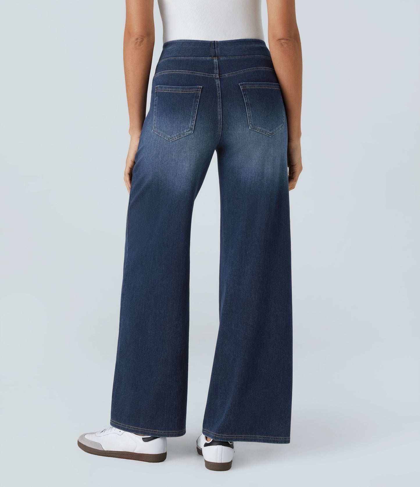🔥™ High Waisted Pockets Baggy Wide Leg Washed Casual Jeans