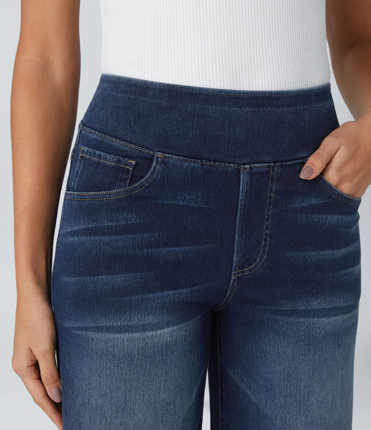 🔥™ High Waisted Pockets Baggy Wide Leg Washed Casual Jeans