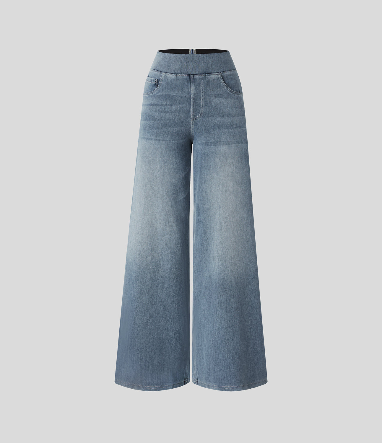 🔥™ High Waisted Pockets Baggy Wide Leg Washed Casual Jeans