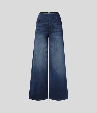 🔥™ High Waisted Pockets Baggy Wide Leg Washed Casual Jeans